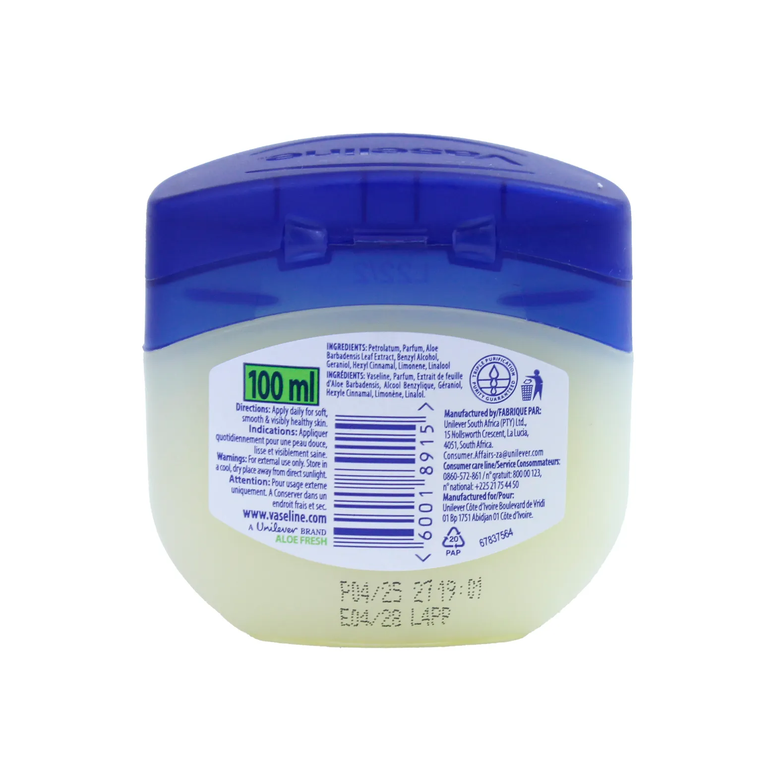 وازلین برند وازلین مدل Aloe Fresh حجم 100 میل — تصویر ۳