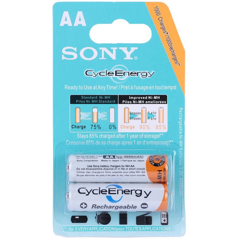 باتری دوتایی قلمی شارژی Sony Cycle Energy Ni-MH AA 4600mAh