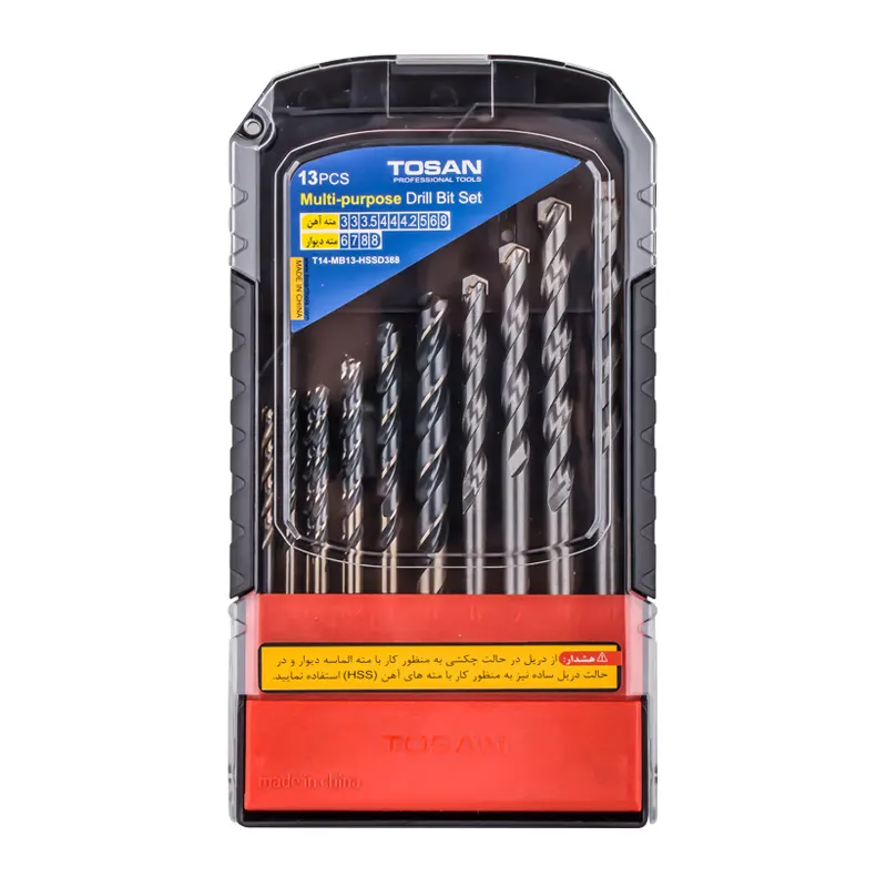 ست 13 عددی مته HSS و الماسه دیوار توسن مدل T14-MB13-HSSD388 — تصویر ۲