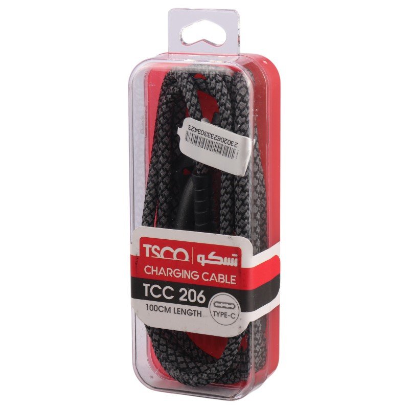 کابل تایپ سی فست شارژ 3 آمپر تسکو TCC206 طول 1 متر — تصویر ۲