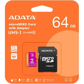 کارت حافظه میکرو 64 گیگابایت ای دیتا مدل R80W25 +ADP