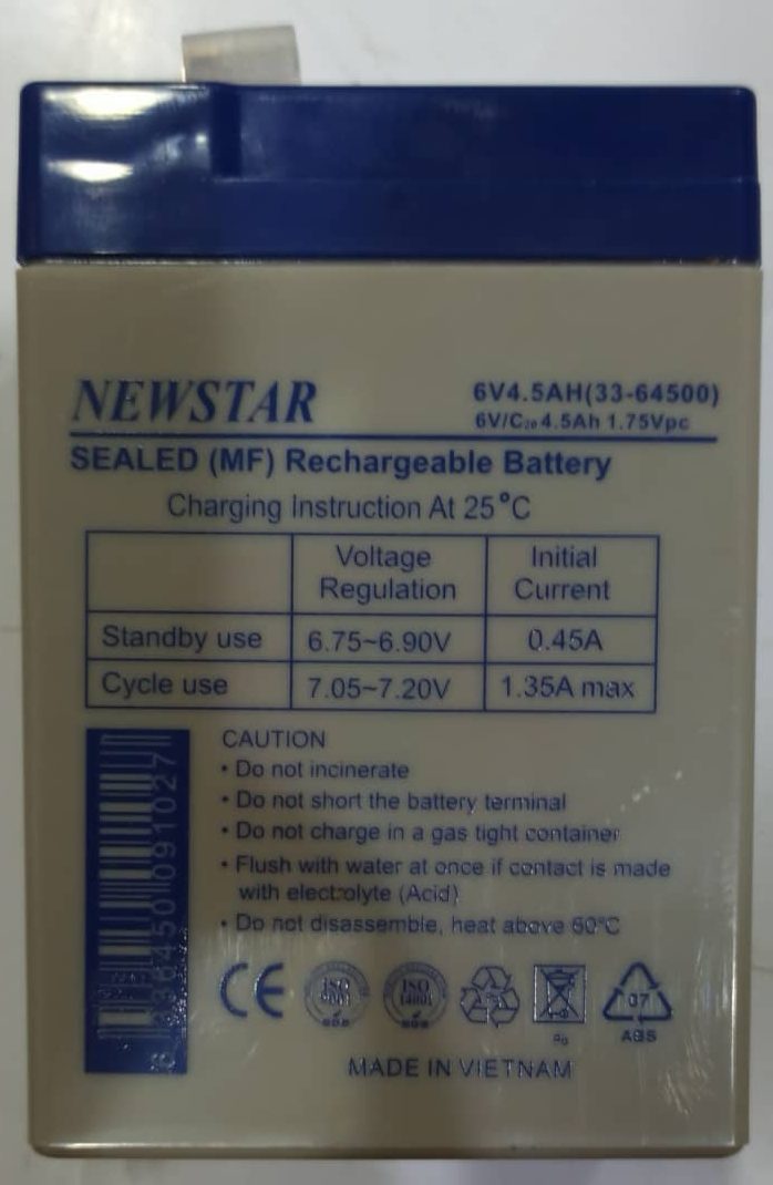 باتری Newstar مدل 6V 4.5Ah (2025) — تصویر ۲