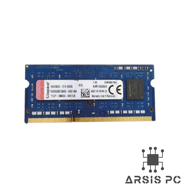 رم لپ‌تاپ Kingston DDR3 ظرفیت 4 گیگابایت فرکانس 1333MHz (PC3-10600) تایمینگ CL9 استوک — تصویر ۲
