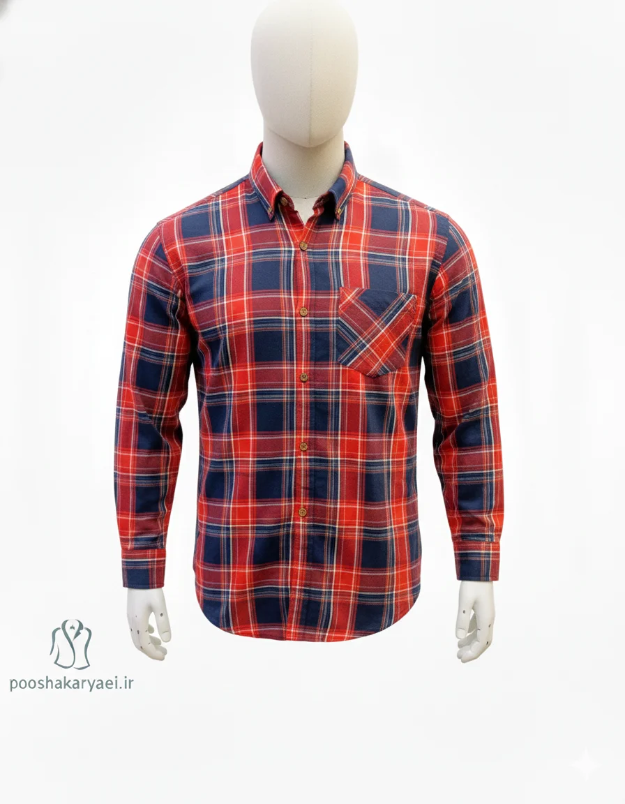 پیراهن کتان چهار خونه برند COTTON — تصویر ۷