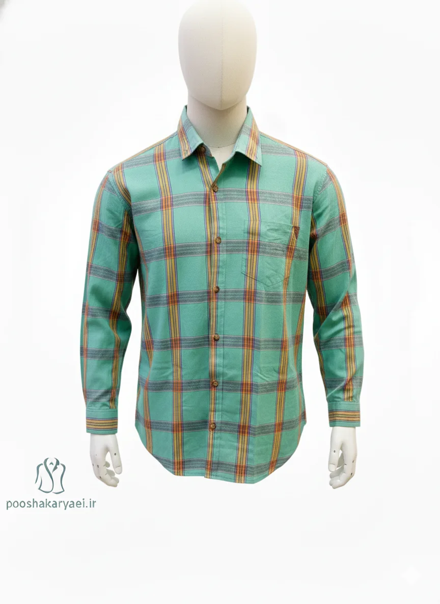 پیراهن کتان چهار خونه برند COTTON — تصویر ۸