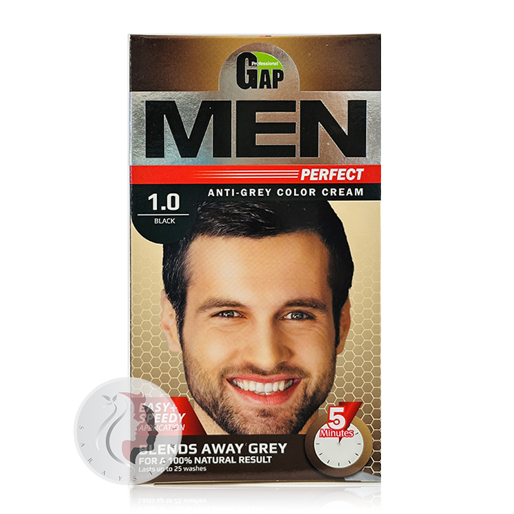کیت رنگ موی گپ سری Men Perfect مدل Black شماره 1.0