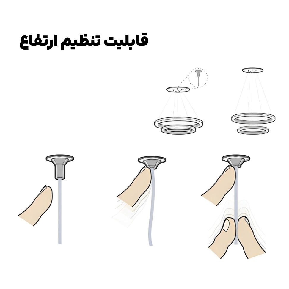 لوستر مدرن دایره نواری کریستالی – سه طبقه – یک طرفه — تصویر ۸