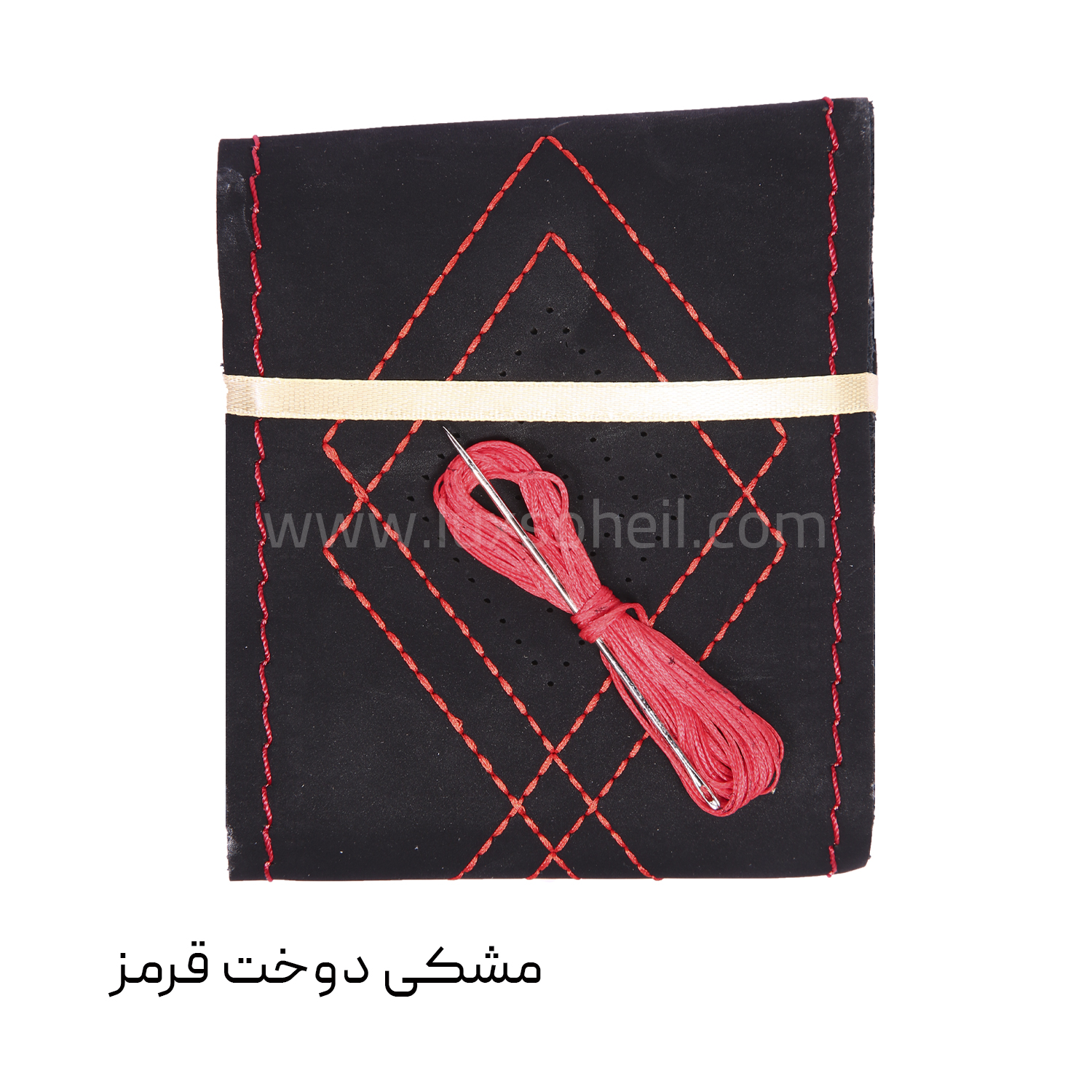 دور فرمان دوختی چرم مدل دوخت لوزی — تصویر ۵