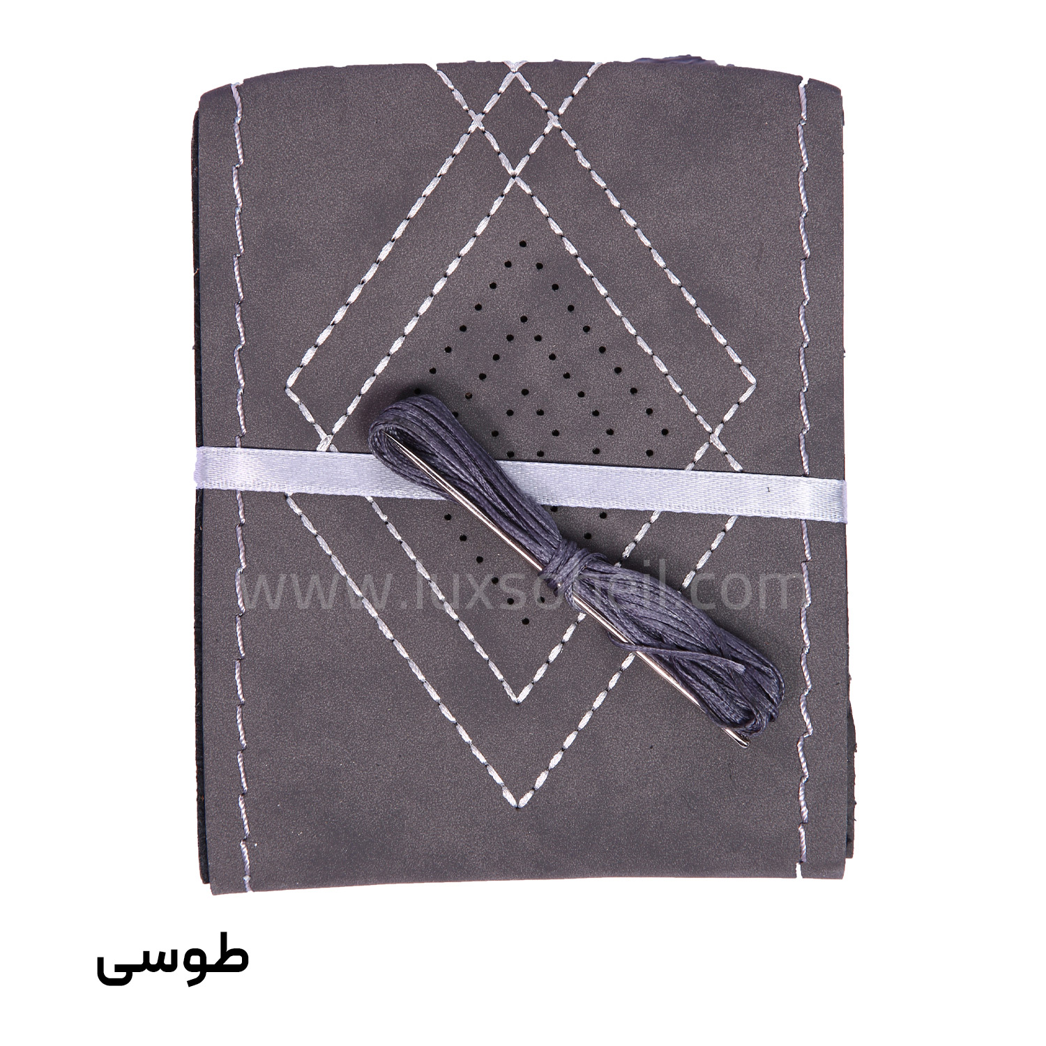 دور فرمان دوختی چرم مدل دوخت لوزی — تصویر ۳
