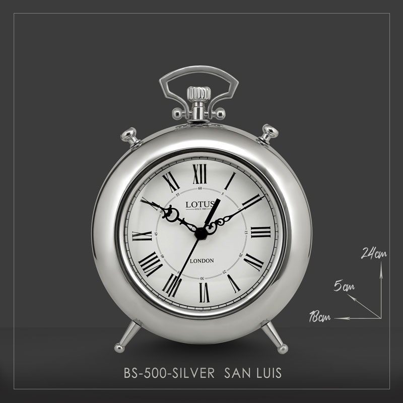 ساعت فلزی رومیزی لوتوس SAN LUIS کد BS-500 رنگ SILVER — تصویر ۶