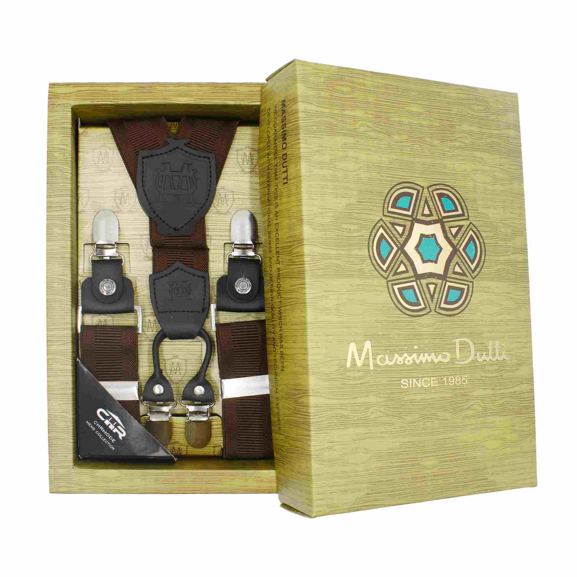 ساسبند بند چرم گاوی 4گیره گیره استیل اعلا کش فری سایز برند MASSIMO DUTTI — تصویر ۲