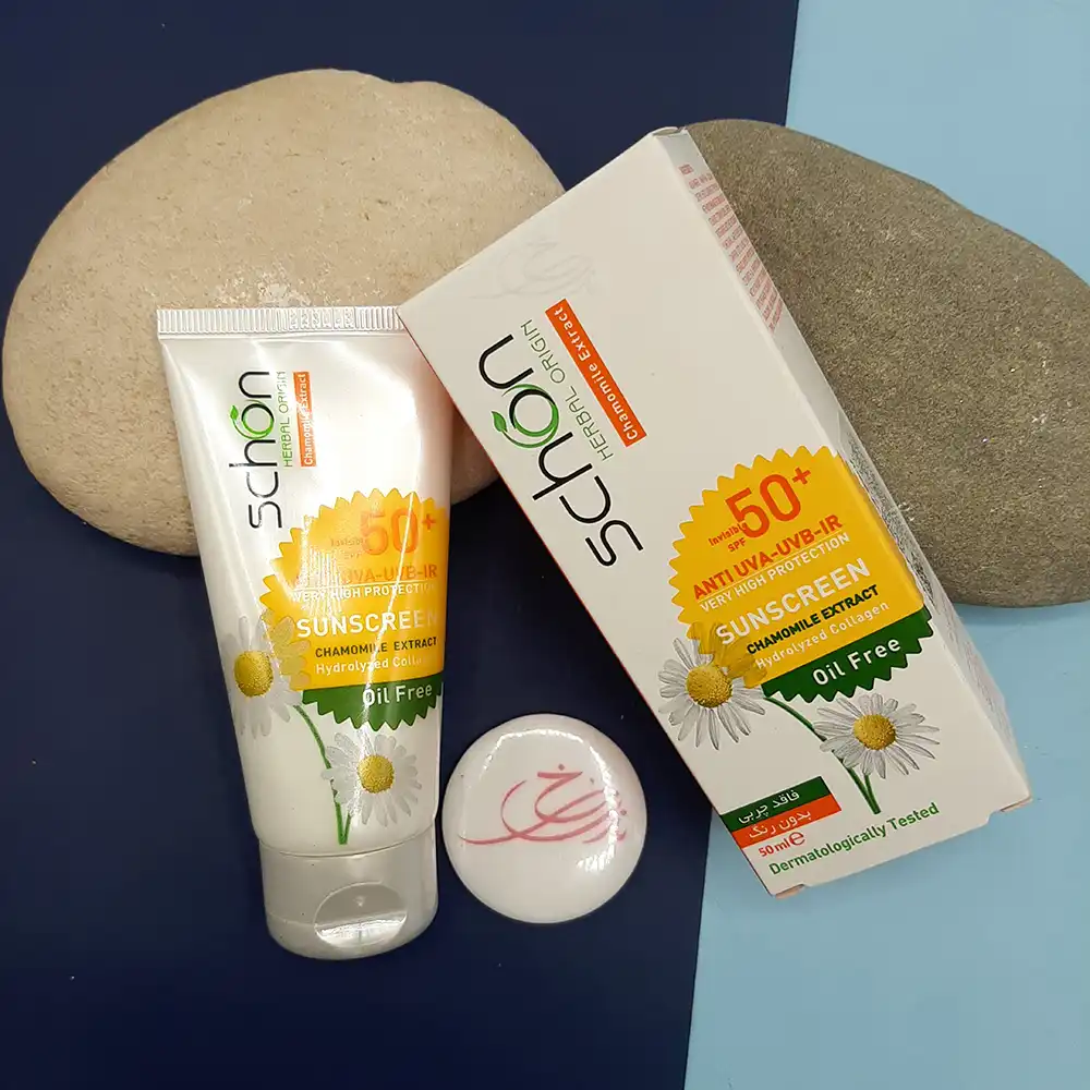کرم ضد آفتاب فاقد چربی بدون رنگ شون (SPF50) schon حجم 50 میل — تصویر ۲