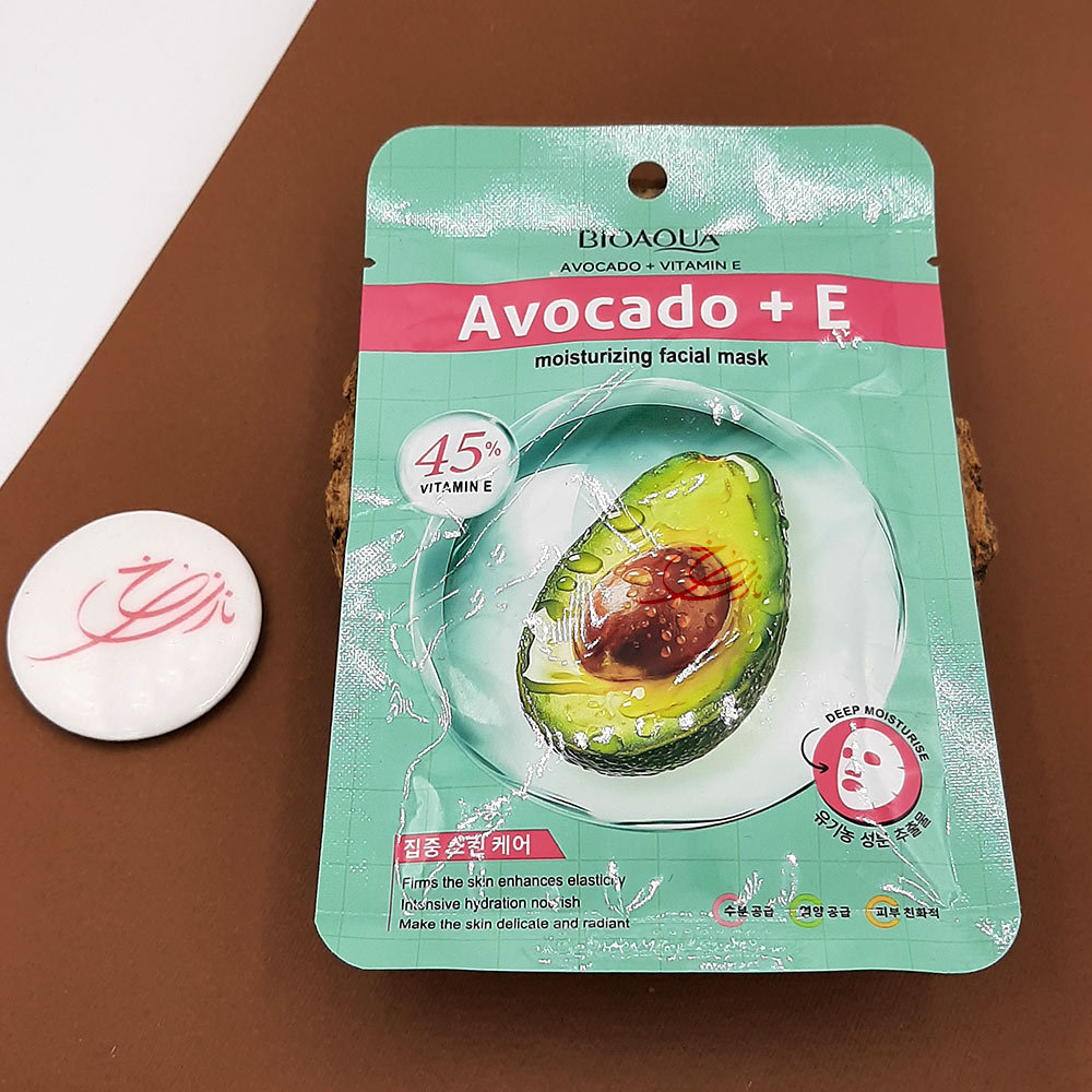 ماسک صورت ورقه ای بایوآکوا BIOAQUA مدل آووکادو و ویتامین Avocado + Vitamin E حجم 25 میلی لیتر — تصویر ۲