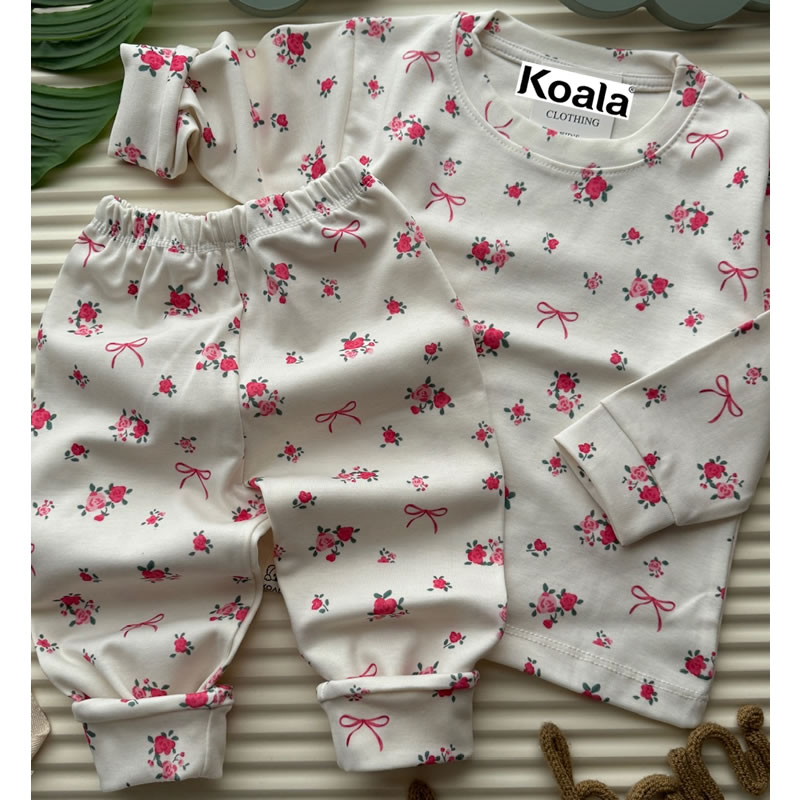 ست بلوز شلوار کودک دخترانه طرح گل پاپیونی کوالا Koala