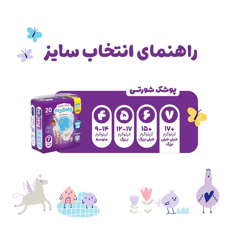 پوشک شورتی کانال دار سایز 7 بسته 20 عددی مای بیبی My Baby — تصویر ۳