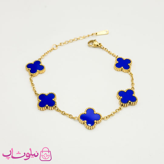 دستبند دخترانه مدل ونکلیف آبی کاربنی کد 1691 — تصویر ۲
