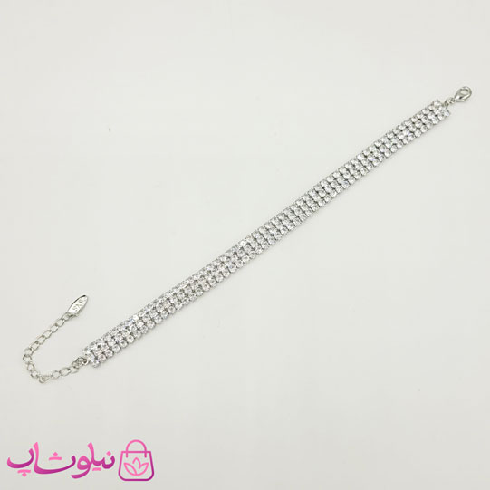 دستبند زنانه ysx طرح تنیسی سه لاین نقره ای کد 196