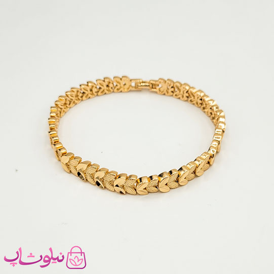 دستبند زنانه ژوپینگ مدل برگ طلایی رنگ کد 7991 — تصویر ۳