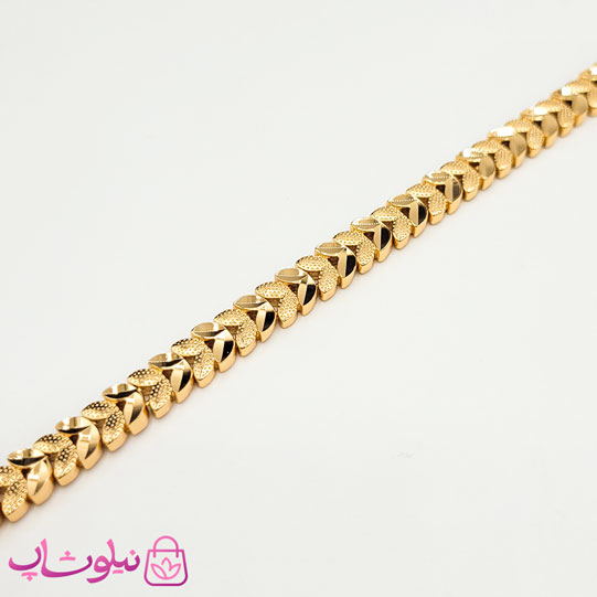 دستبند زنانه ژوپینگ مدل برگ طلایی رنگ کد 7991 — تصویر ۵