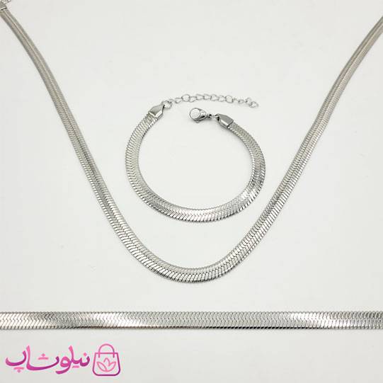 گردنبند/ دستبند/ پابند هرینگبون تخت سیلور ضخامت 6 میل
