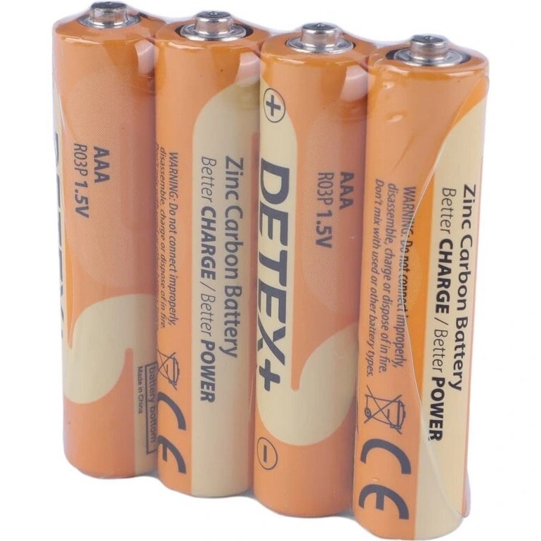 باتری نیم قلمی دیتکس پلاس مدل DETEX+ Zinc Carbon AAA R03P 1.5V بسته 4 عددی — تصویر ۲