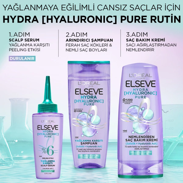 نرم کننده و آبرسان موهای چرب ELSEVE سری HYDRA PURE حجم 250 میلی لیتر — تصویر ۳