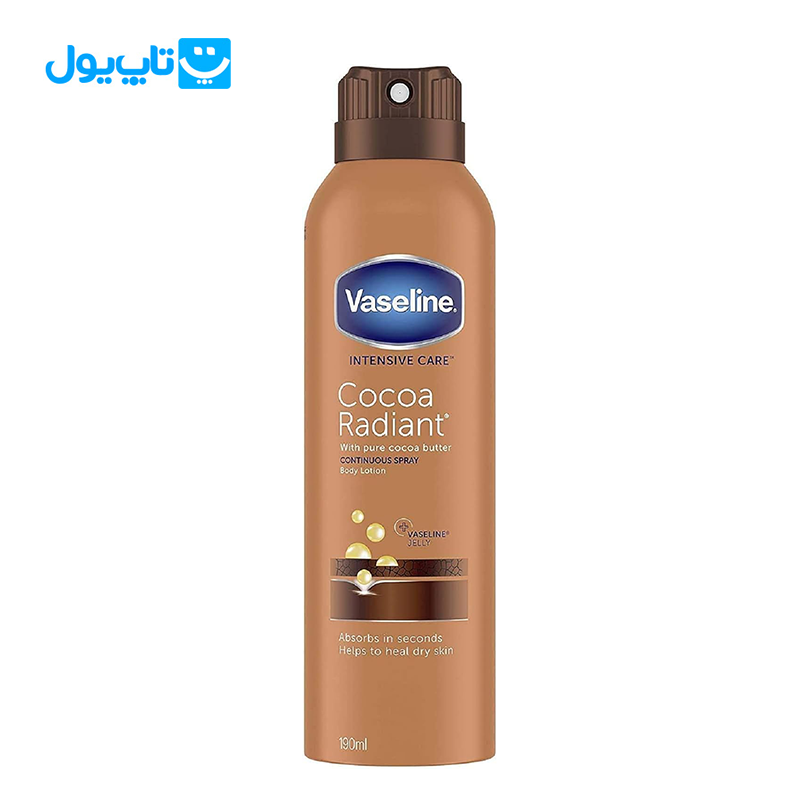 اسپری لوسیون بدن وازلین Vaseline مدل کره کاکائو Cocoa Radiant حجم190 میلی‌لیتر — تصویر ۲