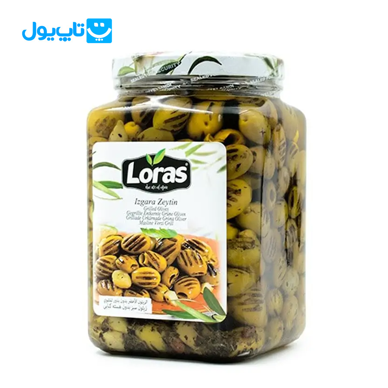 زیتون سبز کبابی بی‌هسته لوراس Loras وزن 900 گرم