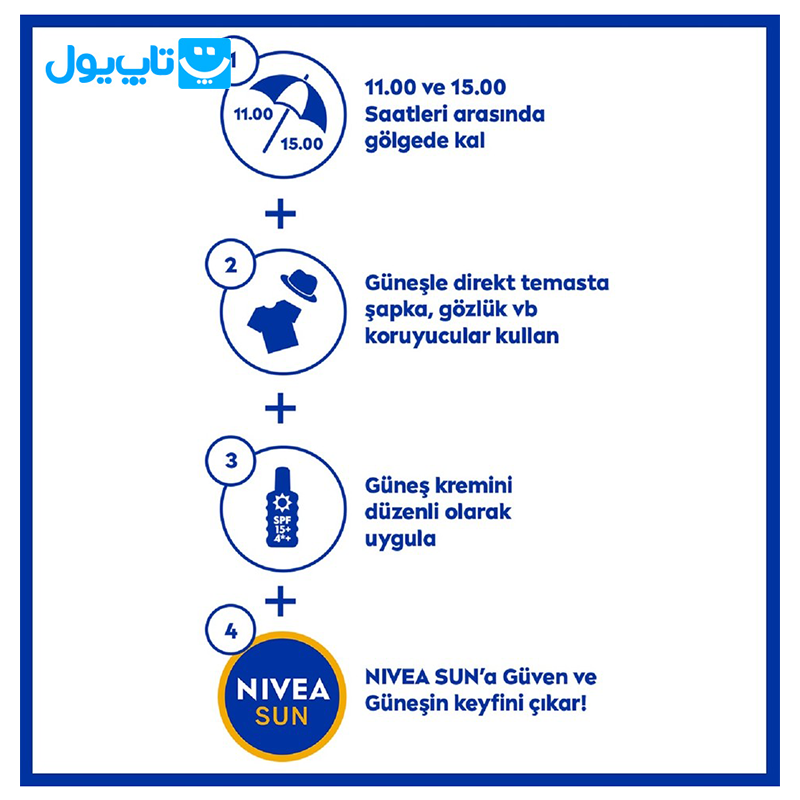 اسپری ضد آفتاب نیوآ NIVEA مدل Koruma & Bronzluk برنزه‌ کننده طبیعی SPF +50 حجم 200 میلی‌لیتر — تصویر ۶
