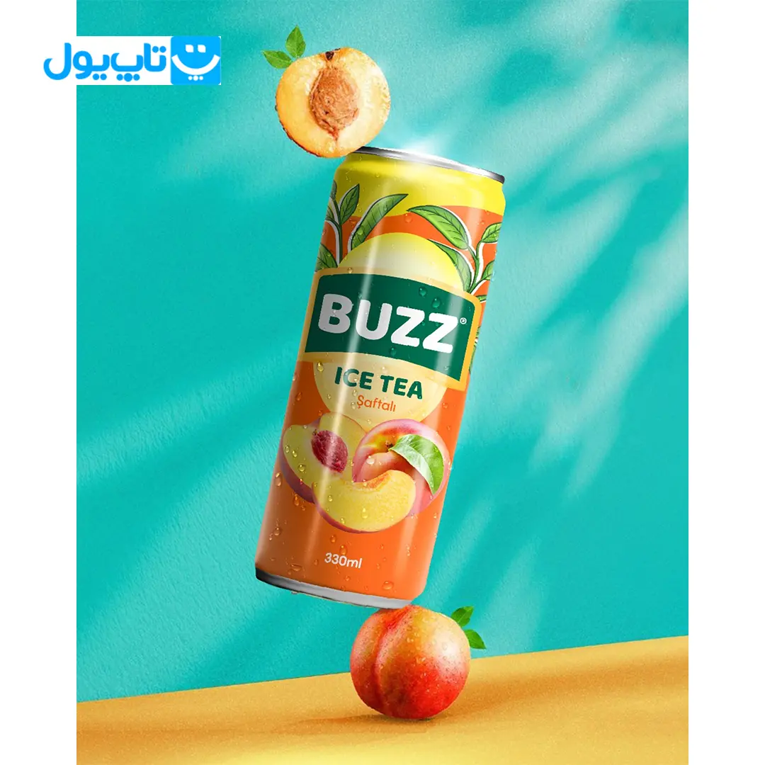 چای سرد بوز Buzz با طعم هلو حجم 330 میلی لیتر
