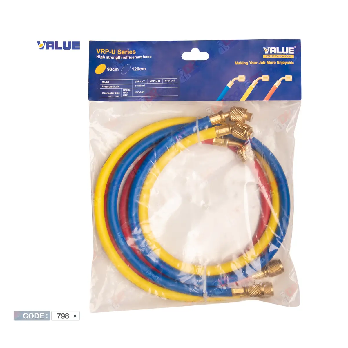 شیلنگ منیفولد سرویس VALUE مجموعه سه عددی 90 سانت 1/4(R22) — تصویر ۴
