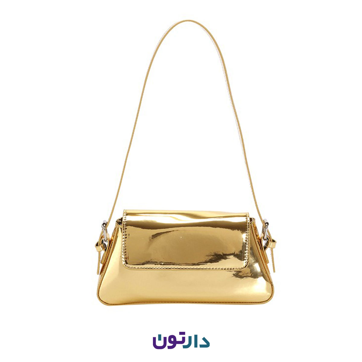 کیف دوشی زنانه طلایی برند prettylittlething مدل cng7168