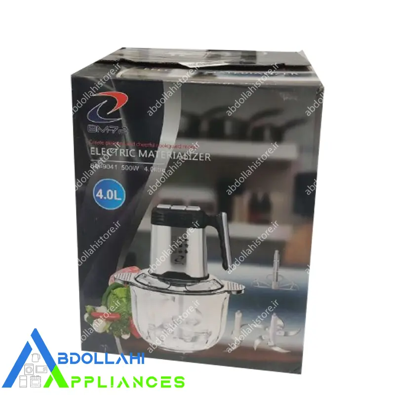 خردکن برقی 4 لیتری BM72 کاسه شیشه مدل 9041 — تصویر ۲