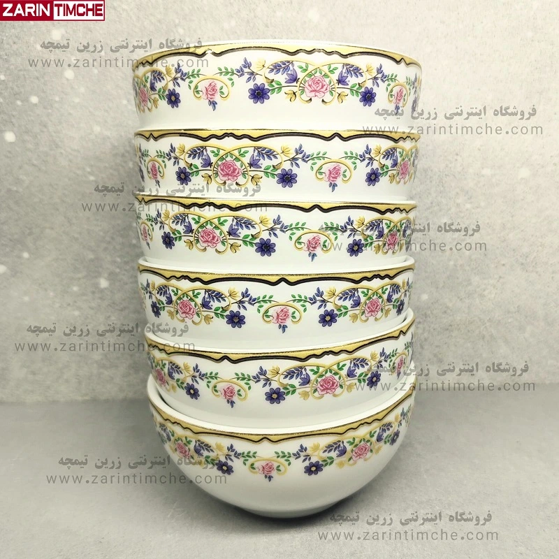 پیاله ترشی چینی زرین مدل گلستان