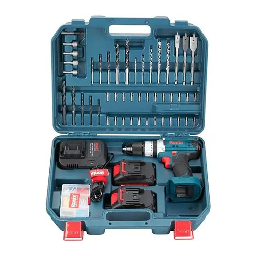 کیت دریل چکشی شارژی 20 ولت دو باطری 53 پارچه مدل RS-8619