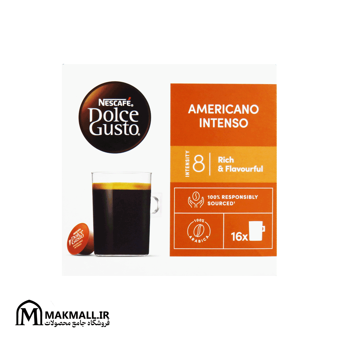 کپسول قهوه نسکافه دولچه گوستو آمریکانو اینتنزو 16 عددی | Nescafé Dolce Gusto Americano Intenso Coffee Pods 16pcs Medium-Dark Roast