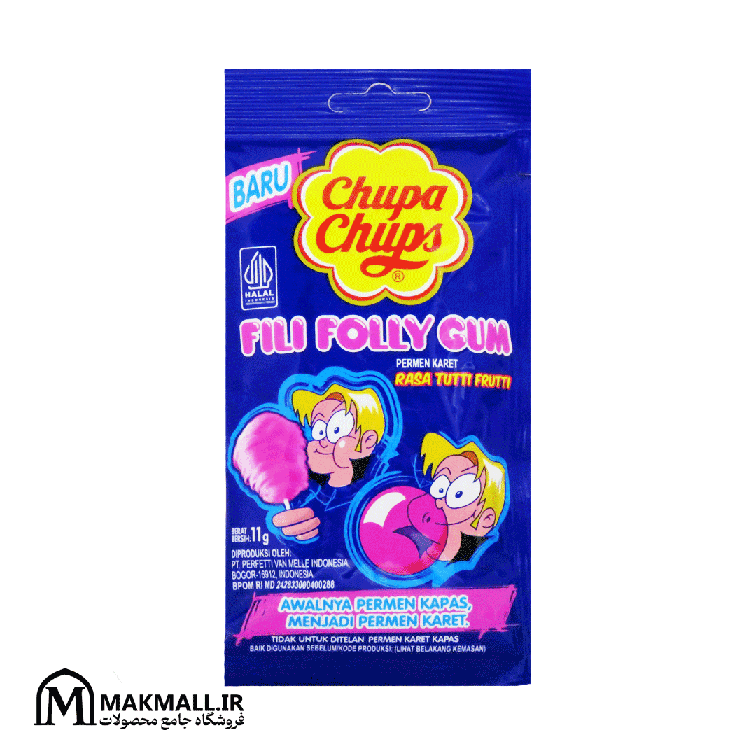 آدامس پشمکی چوپا چوپس توتی فروتی 11 گرم | Chupa Chups Fili Folly Gum Tutti Frutti 11g