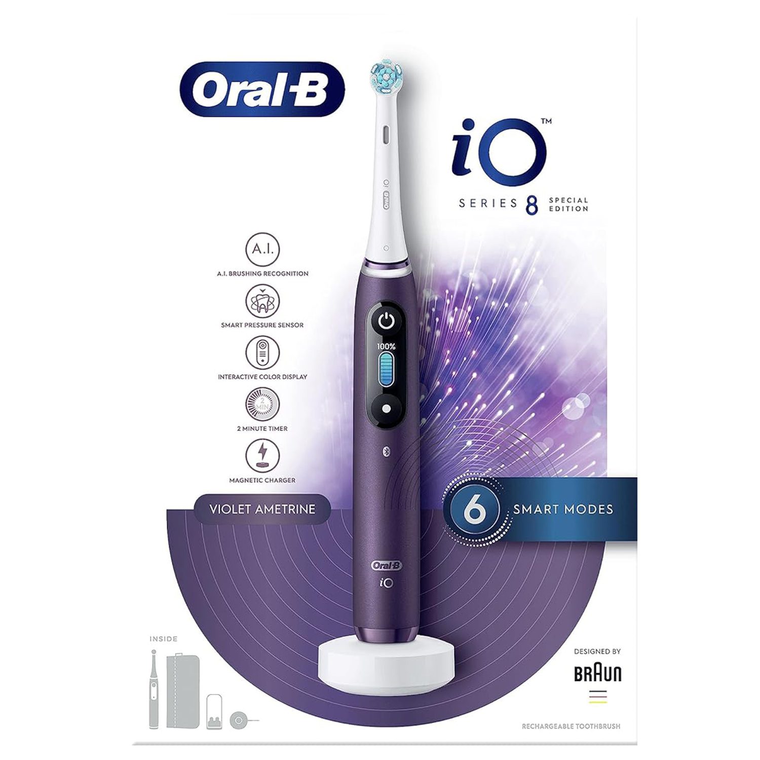 مسواک برقی اورال بی Oral-B iO Series 8 رنگ بنفش — تصویر ۲