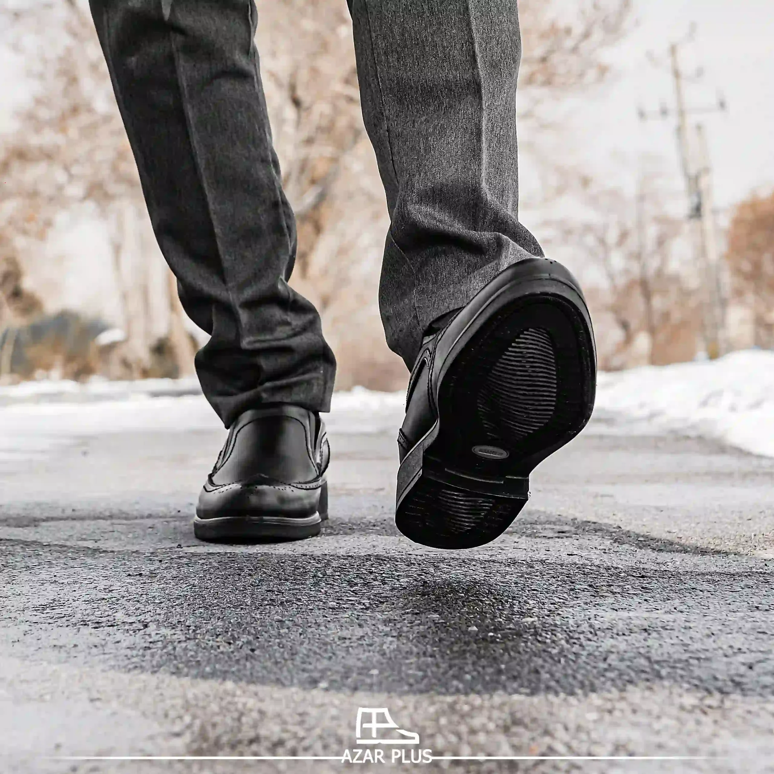 کفش مردانه چرم طبیعی مدل تی 14 مشکی — تصویر ۵