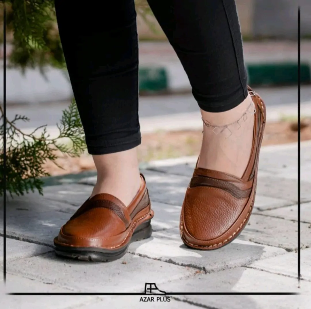 کفش زنانه چرم طبیعی آنیل قهوه ای عسلی — تصویر ۶