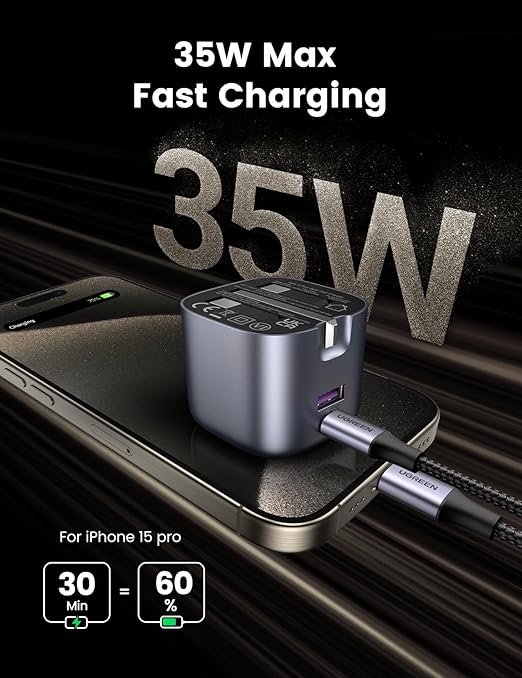 آداپتور 35 وات یوگرین UGREEN Nexode 2 Ports 35W USB C — تصویر ۵