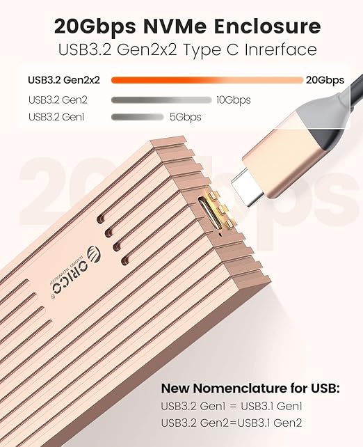 باکس هارد اوریکو 20 گیگ ORICO M.2 NVMe SSD Enclosure to 20Gbps USB3.2 Gen2x2 USB-C PCIe Adapter M233C-G4 — تصویر ۷