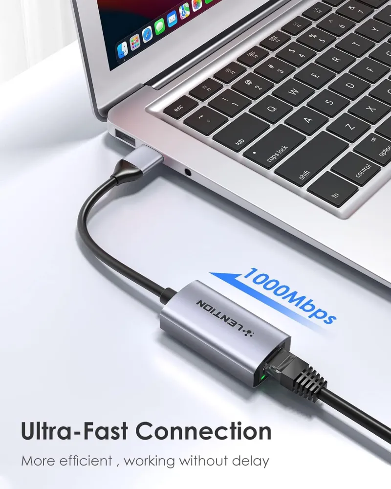مبدل USB A به HU604 Gigabyte RJ45 برند لنشن LENTION — تصویر ۷