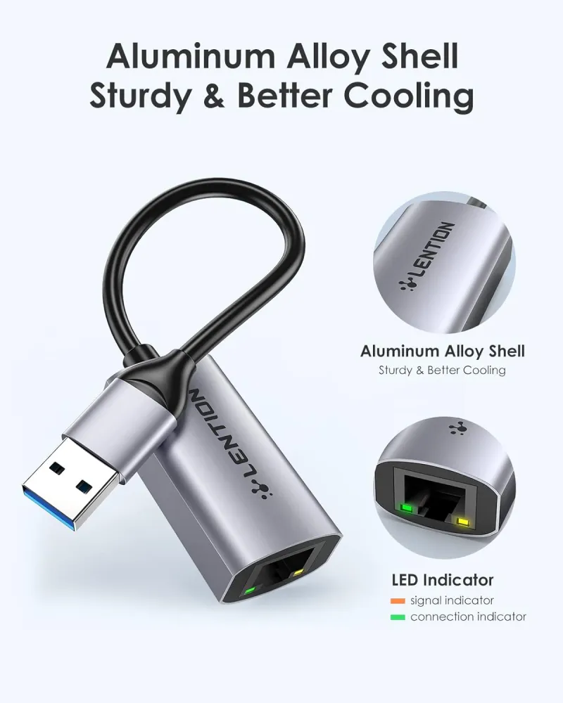 مبدل USB A به HU604 Gigabyte RJ45 برند لنشن LENTION — تصویر ۸