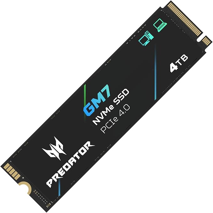 حافظه اس اس دی اینترنال ایسر Predator GM7 4TB SSD: M.2 2280 PCIe Gen 4 x4 NVMe 7400 MB/s