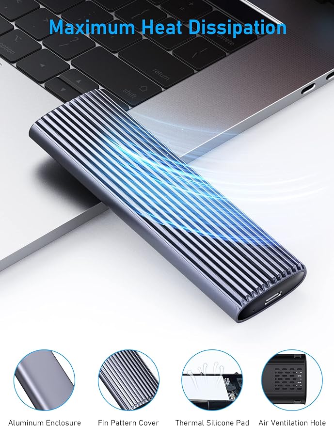 باکس هارد بیکل نسل دو Beikell USB C 3.2 Gen 2*1 10Gbps M.2 NVME SSD Enclosure — تصویر ۵
