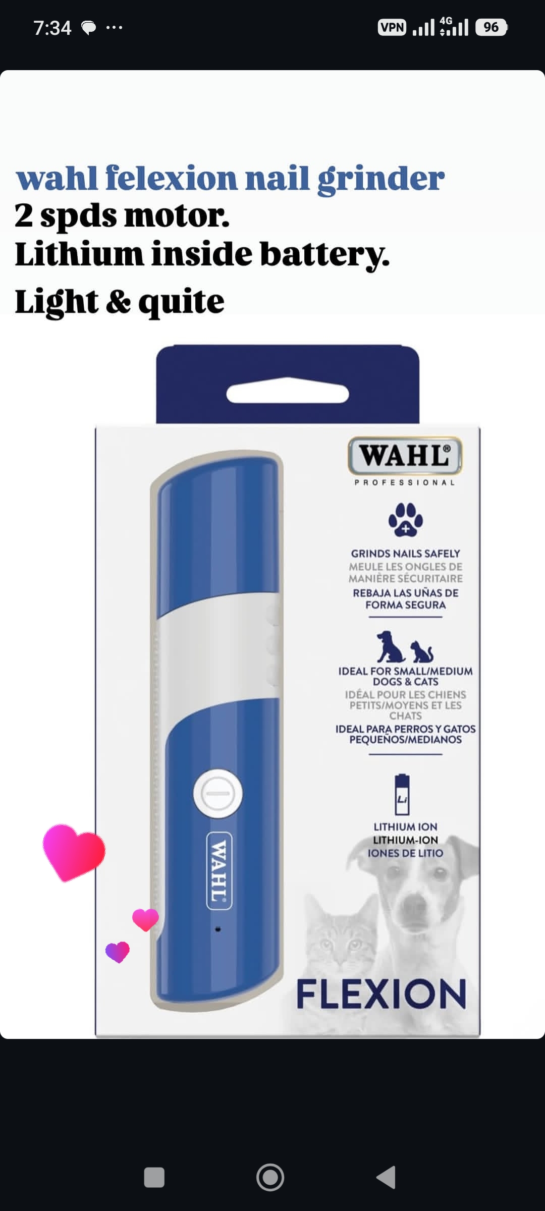 سوهان برقی شارژی ناخن حیوانات وال 8010 (WAHL) — تصویر ۶