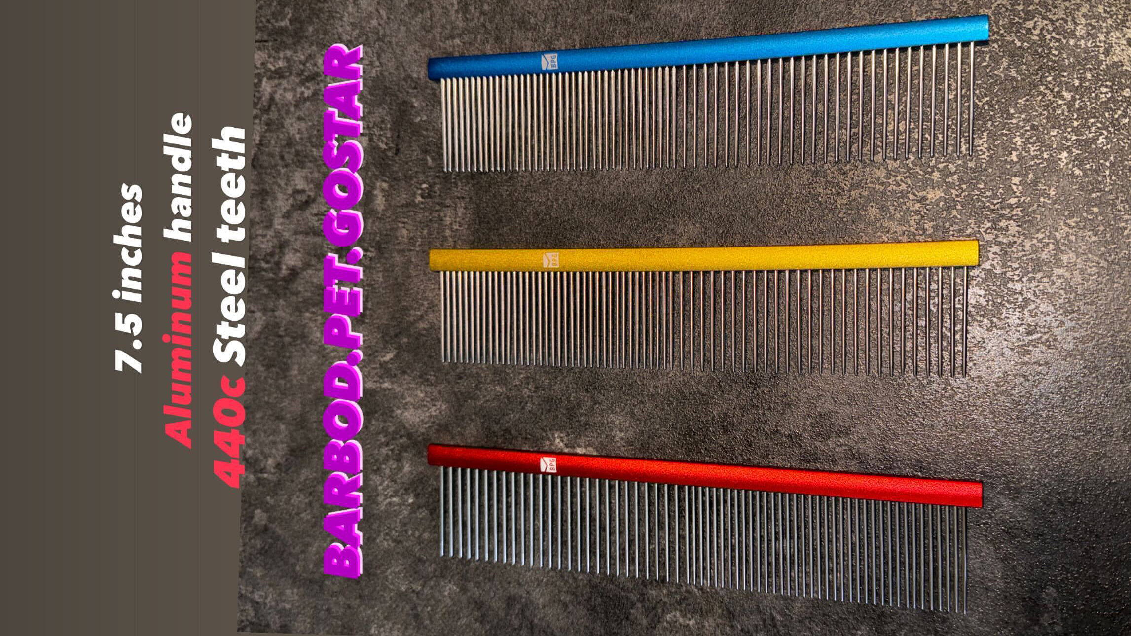 شانه پوش فولادی 7.5 اینچ باربد پت گستر با دسته آلومنیومی BPG STEEL COMB کد 16 — تصویر ۳