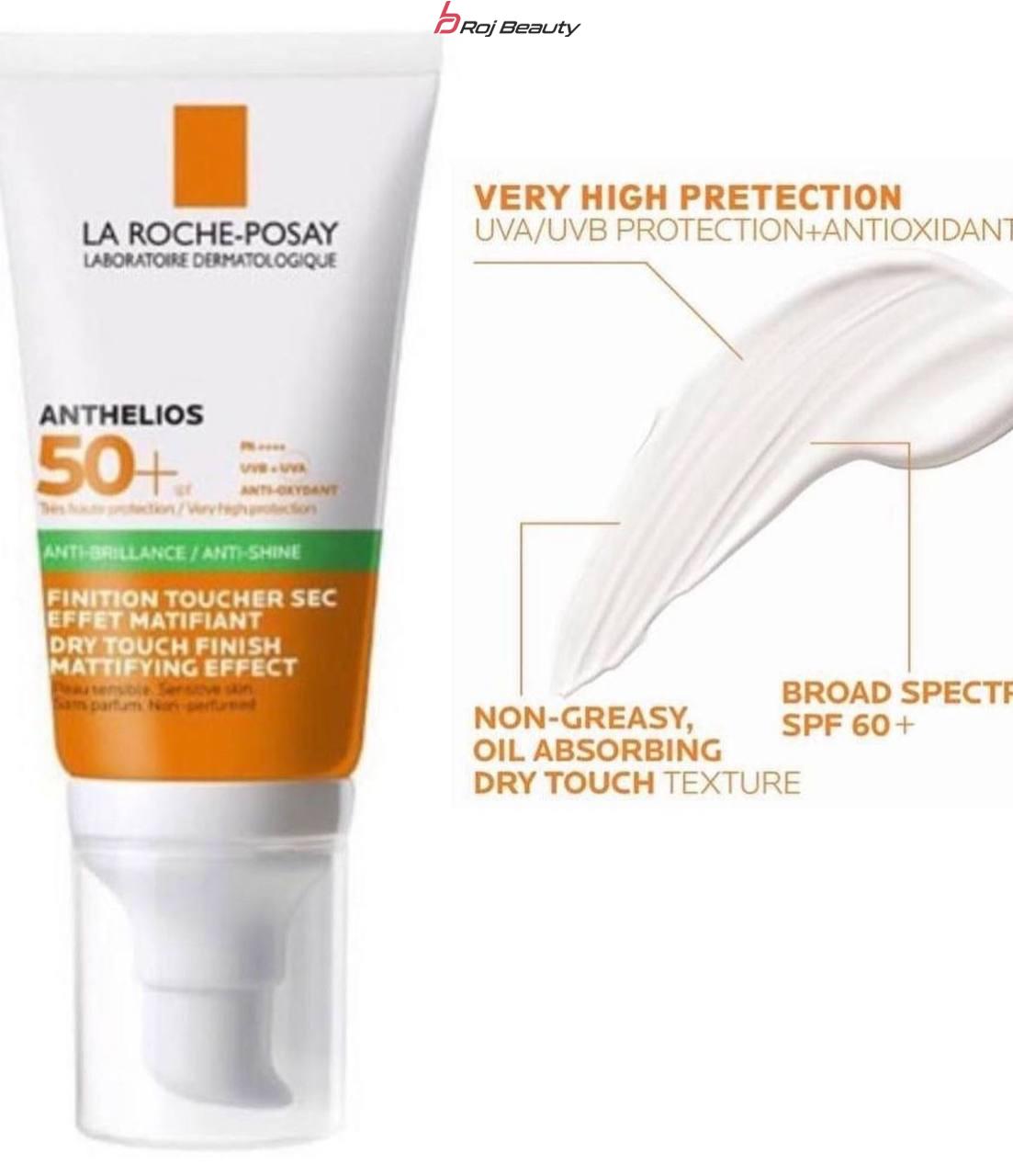 کرم ضد آفتاب بی رنگ مخصوص پوست چرب و مختلط و مستعد جوش لاروش پوزای +La Roche-Posay Anthelios XL Anti Shine Dry Touch Sunscreen Gel Cream SPF50 — تصویر ۴
