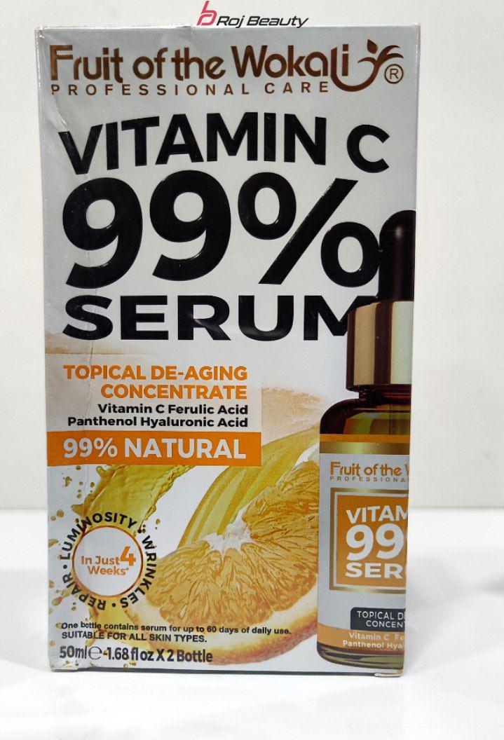 سرم ووکالی ویتامین سی C99٪ Cدو قلو Wokali Vitamin C Fruit Of The Wokali Vitamin c facial serum100ml — تصویر ۳